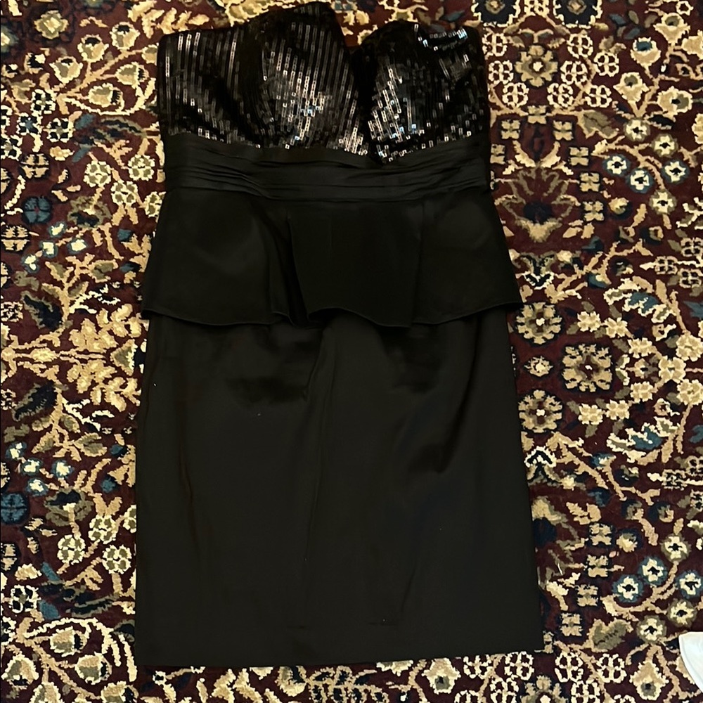 Calvin Klein Black Sequin Strapless Sheath Dress